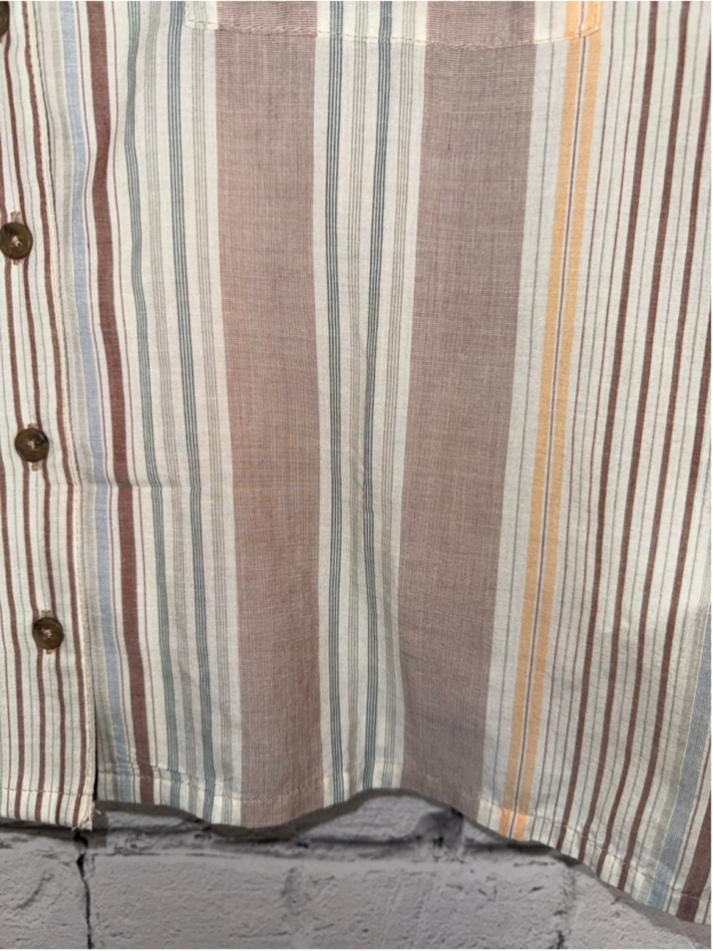 Women's prAna Iguala Cropped Button Down Camp Shirt size XL Pink Beige Boxy 90’s - Picture 6 of 15